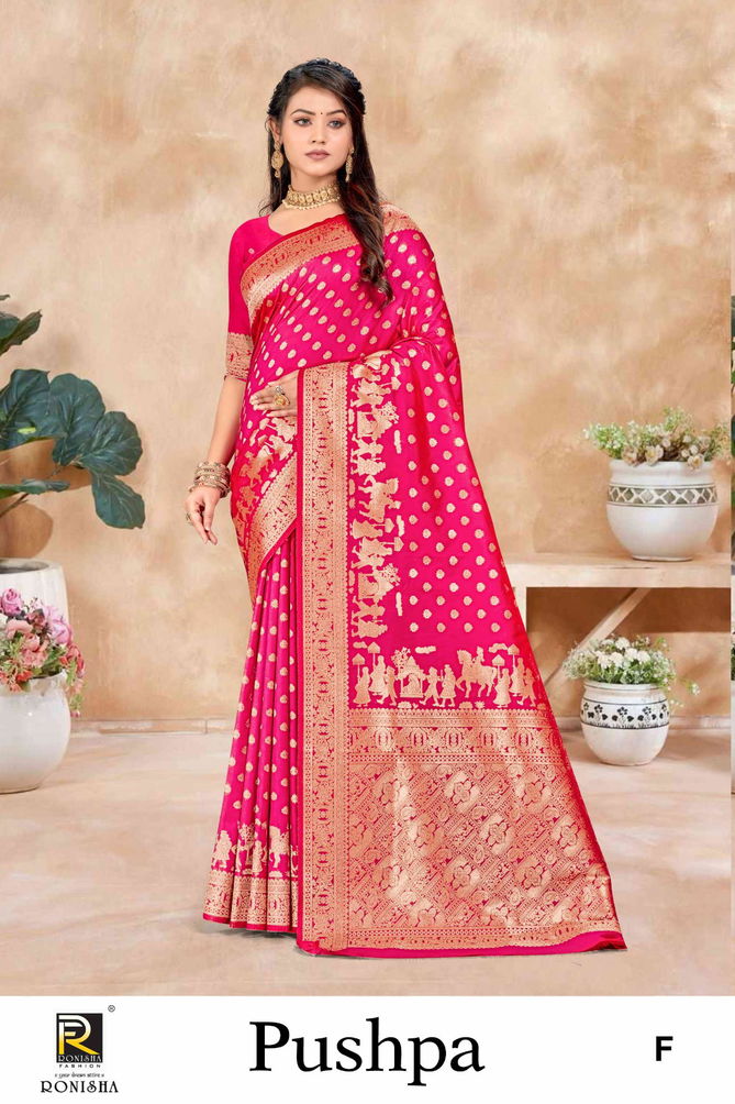 Pushpa By Ronisha Premium Designer Banarasi Silk Sarees Wholesale Price In Surat
